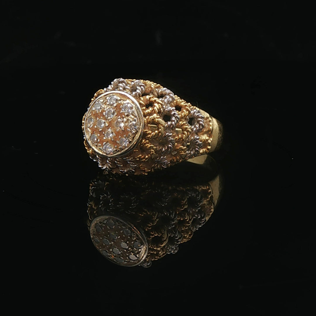 18k Yellow and White Gold 0.25cttw Diamond Vintage Ladies Ring Size 5.5