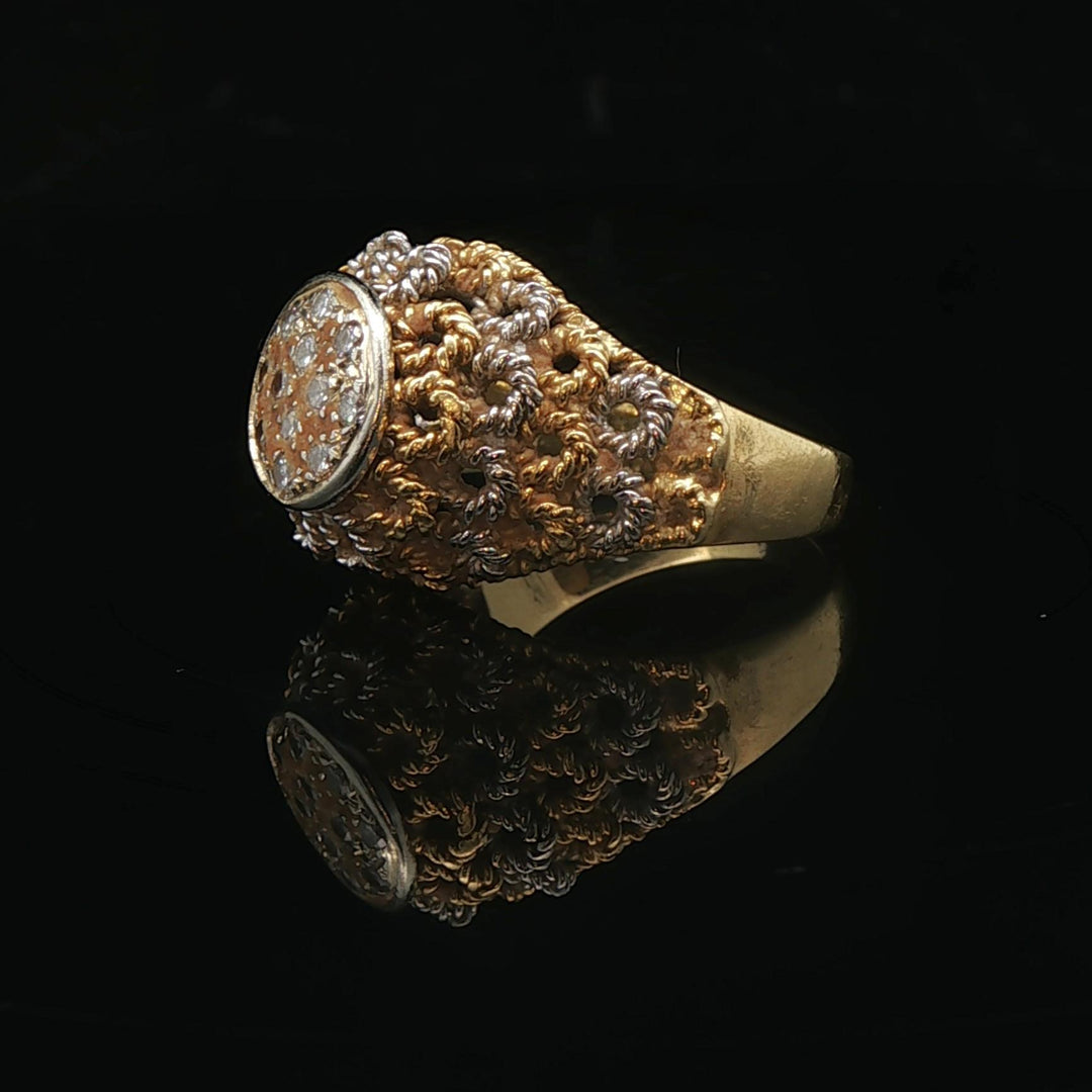 18k Yellow and White Gold 0.25cttw Diamond Vintage Ladies Ring Size 5.5