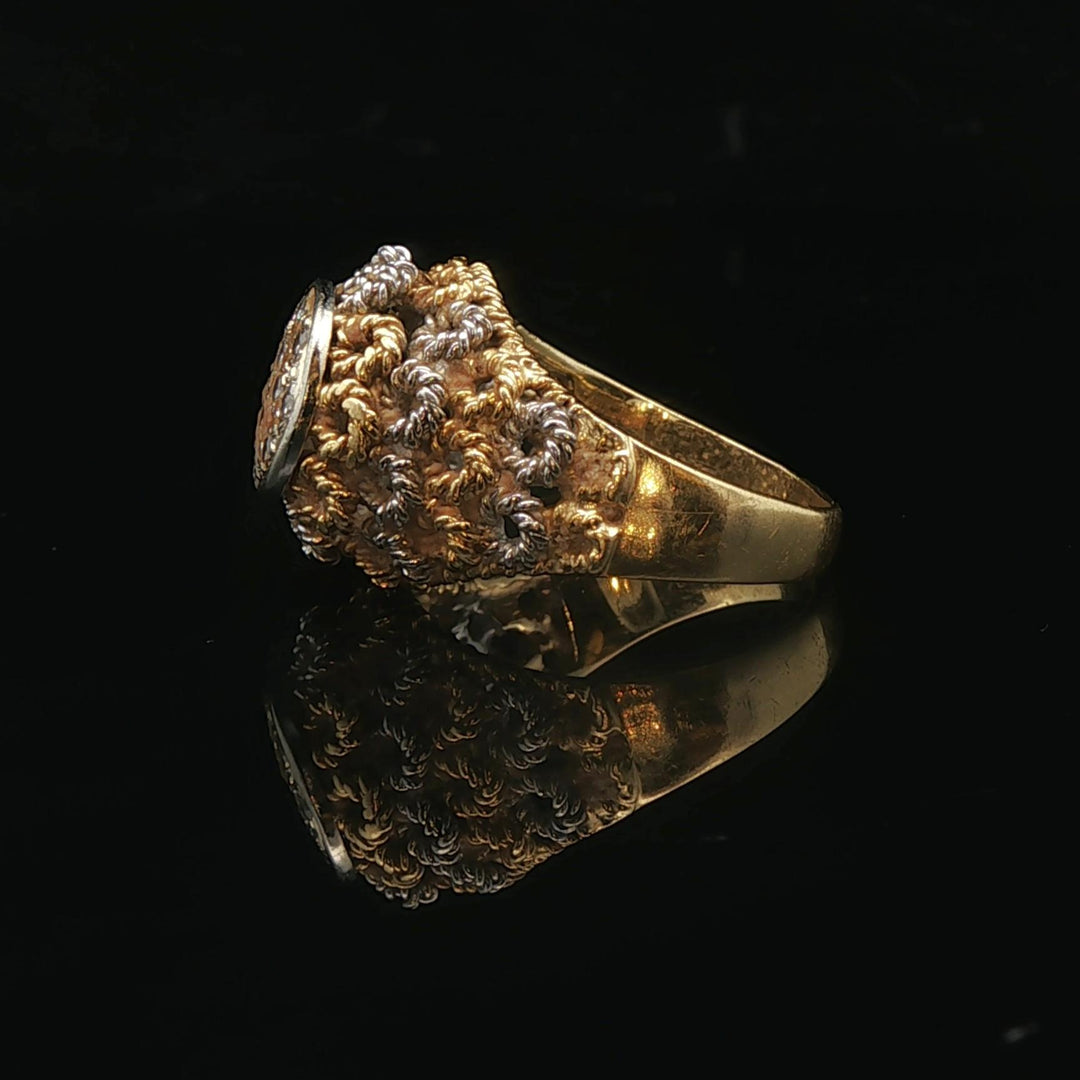 18k Yellow and White Gold 0.25cttw Diamond Vintage Ladies Ring Size 5.5
