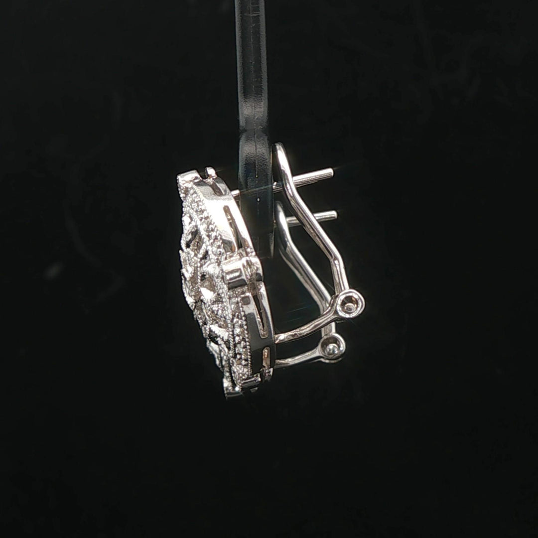 18k White Gold and 0.42cttw Diamond Vintage Filigree Stud Earrings