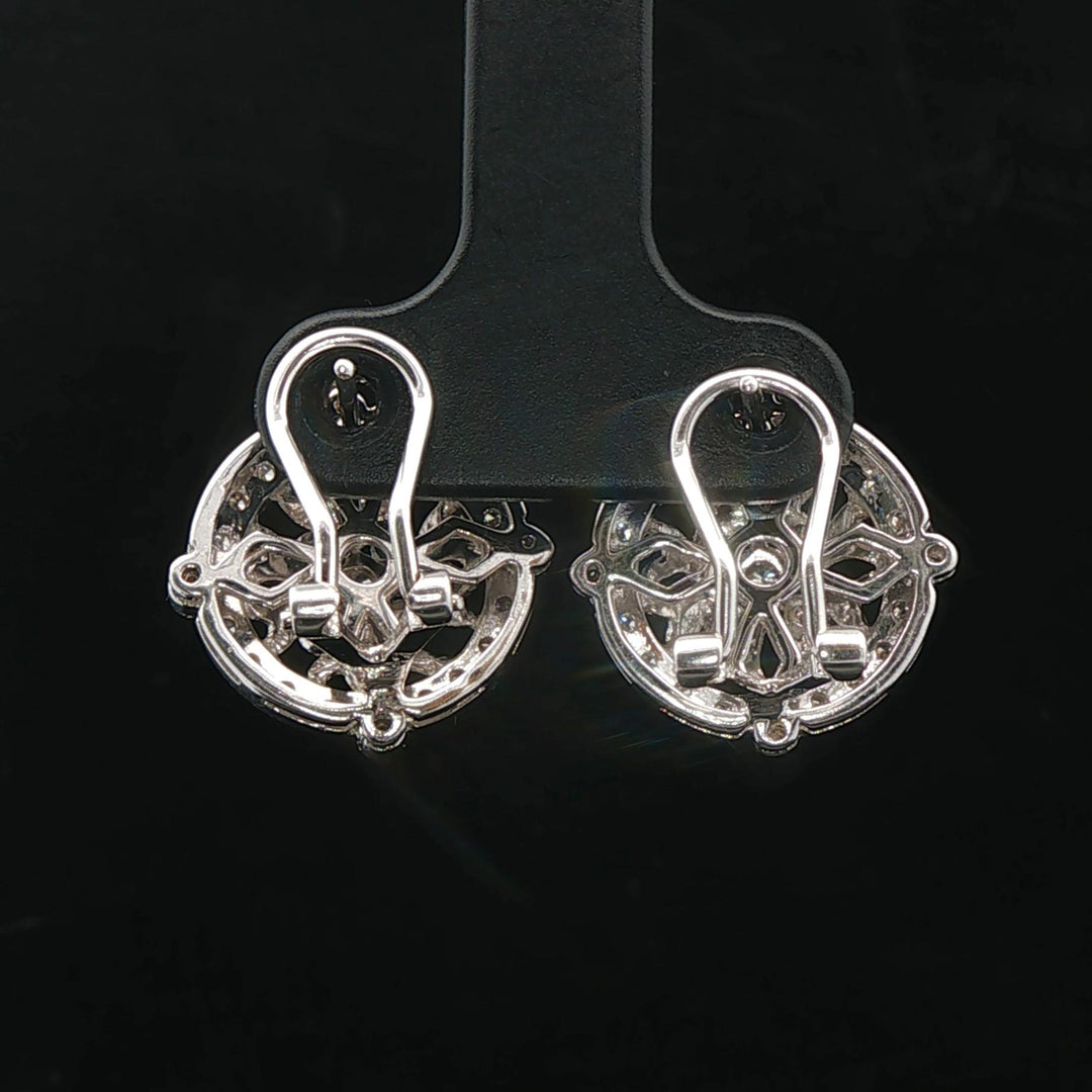 18k White Gold and 0.42cttw Diamond Vintage Filigree Stud Earrings