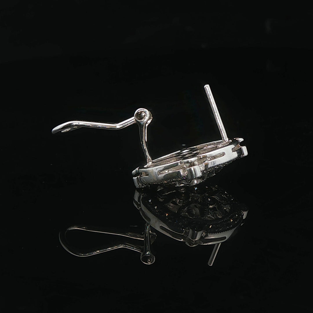 18k White Gold and 0.42cttw Diamond Vintage Filigree Stud Earrings