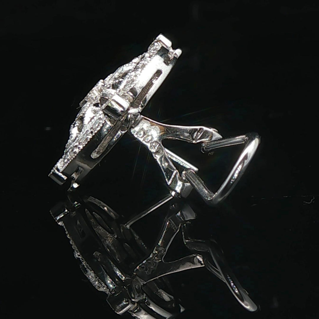 18k White Gold and 0.42cttw Diamond Vintage Filigree Stud Earrings