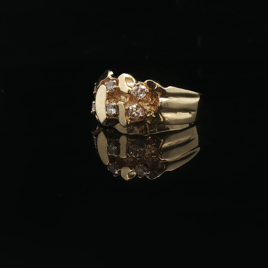 14k Yellow Gold and 0.25cttw Diamond Solid Nugget Ring Size 6