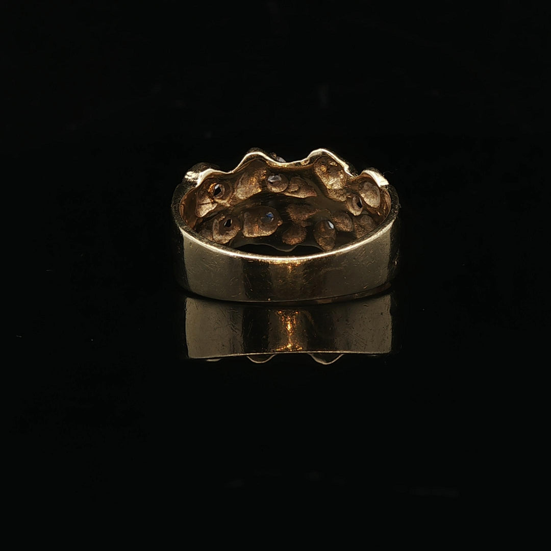 14k Yellow Gold and 0.25cttw Diamond Solid Nugget Ring Size 6