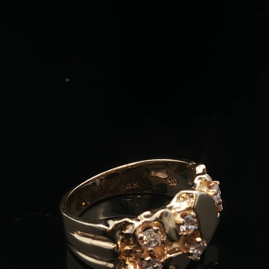14k Yellow Gold and 0.25cttw Diamond Solid Nugget Ring Size 6