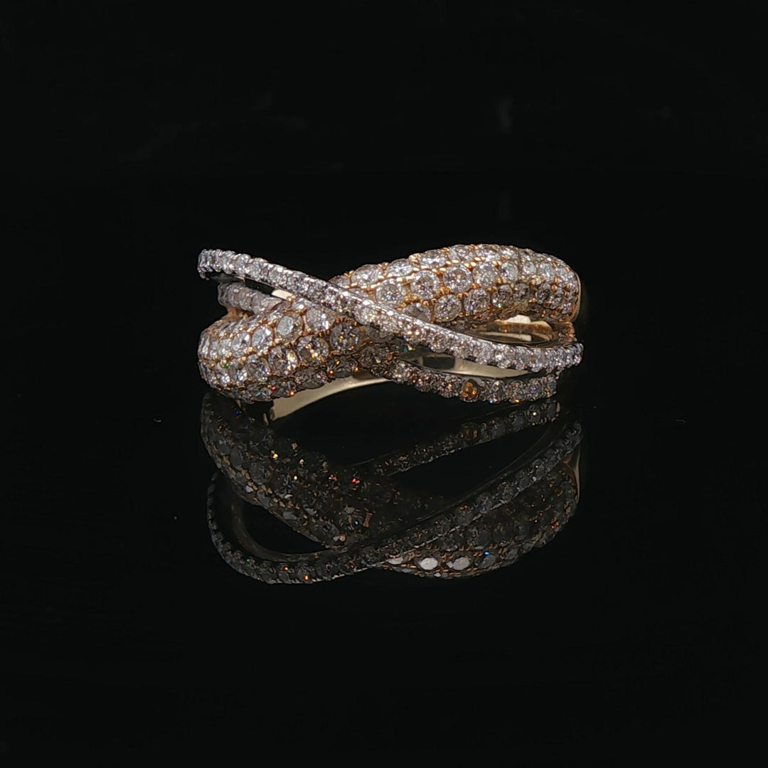 14k Yellow Gold and 2cttw Diamond Crossover Band Ring Size 8