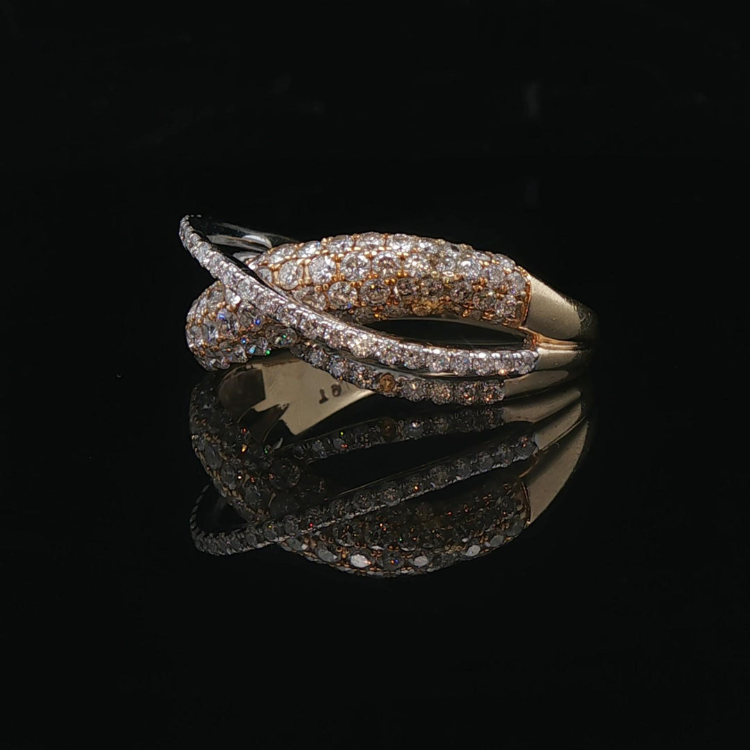 14k Yellow Gold and 2cttw Diamond Crossover Band Ring Size 8