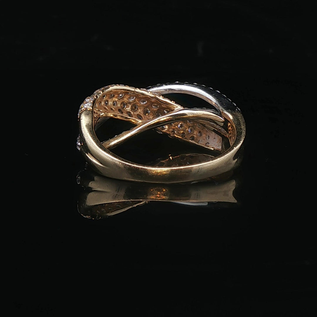 14k Yellow Gold and 2cttw Diamond Crossover Band Ring Size 8