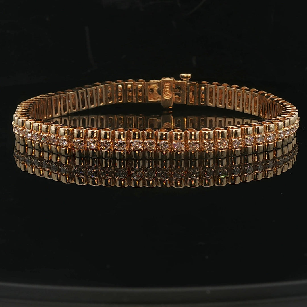 14k Yellow Gold and 2cttw Solid Heavy 25.6g Fancy Link Bracelet 7.25"