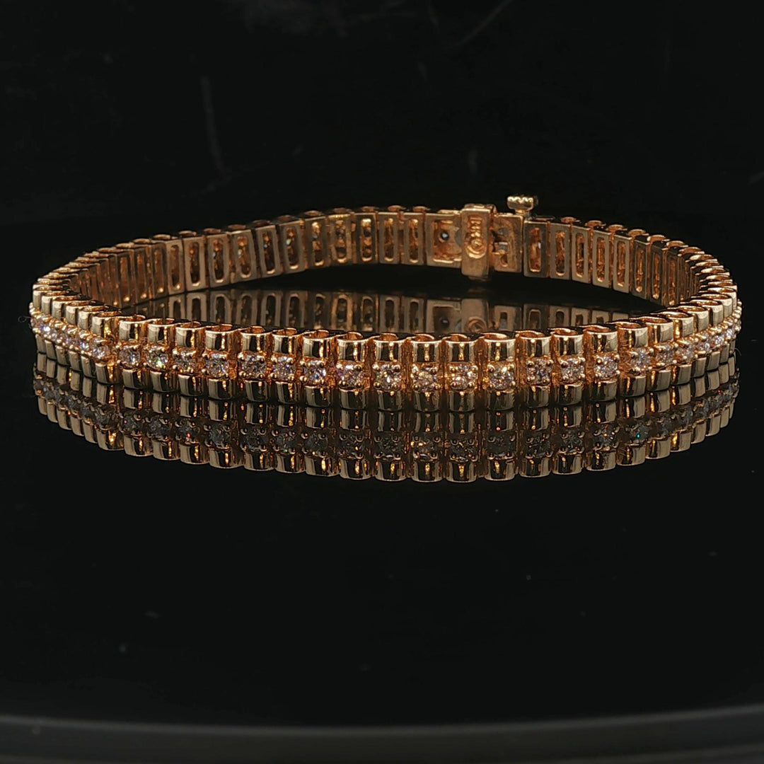 14k Yellow Gold and 2cttw Solid Heavy 25.6g Fancy Link Bracelet 7.25"