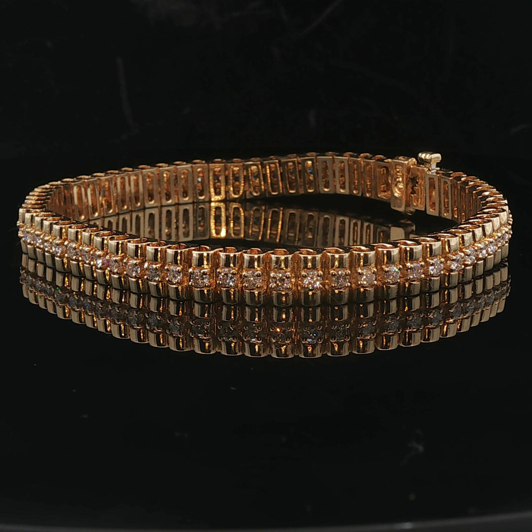 14k Yellow Gold and 2cttw Solid Heavy 25.6g Fancy Link Bracelet 7.25"