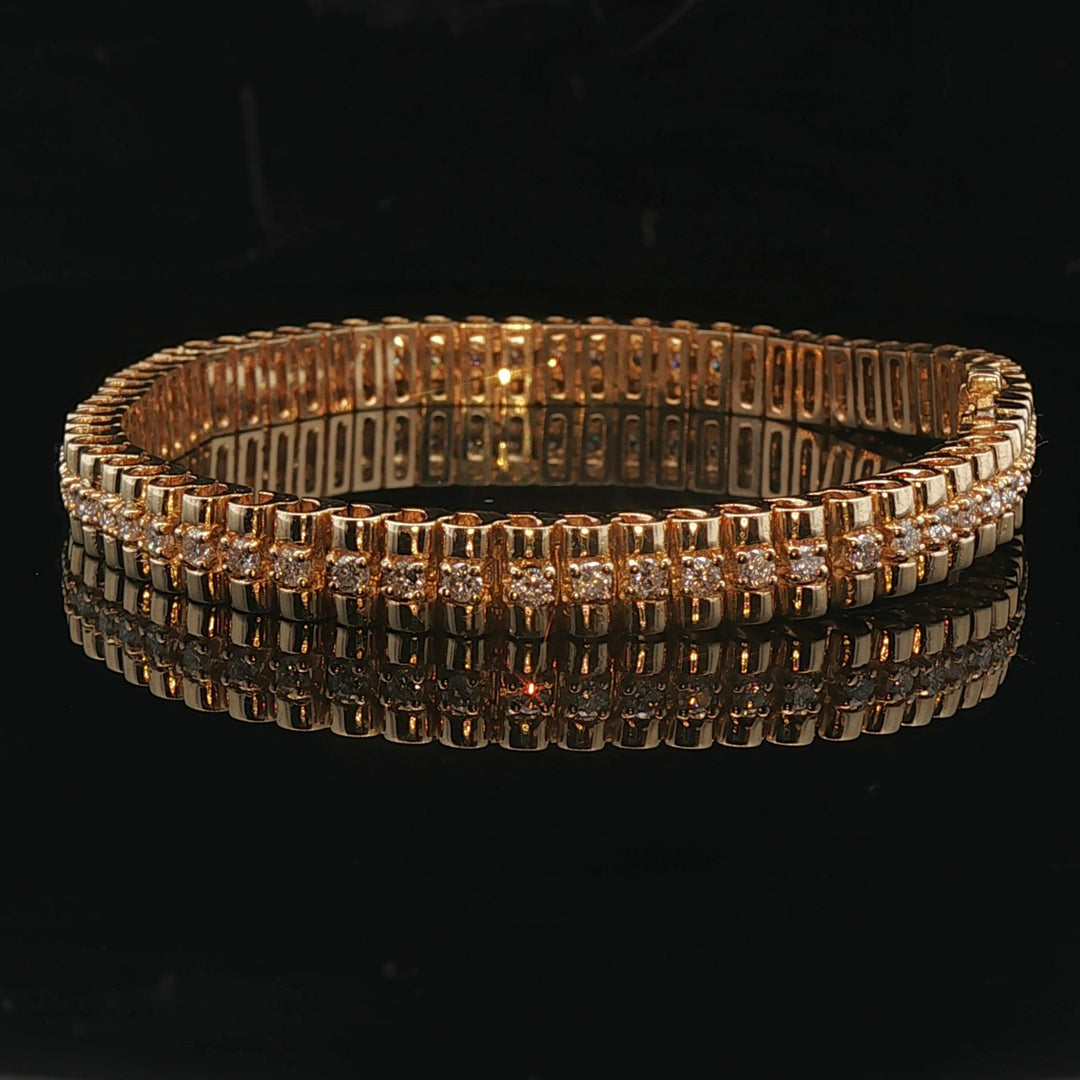 14k Yellow Gold and 2cttw Solid Heavy 25.6g Fancy Link Bracelet 7.25"