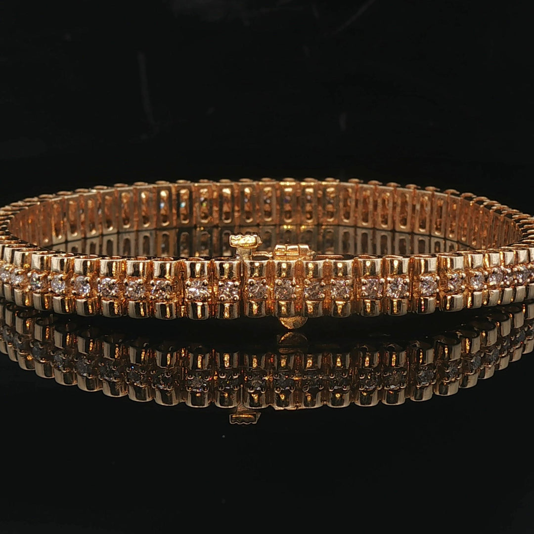 14k Yellow Gold and 2cttw Solid Heavy 25.6g Fancy Link Bracelet 7.25"