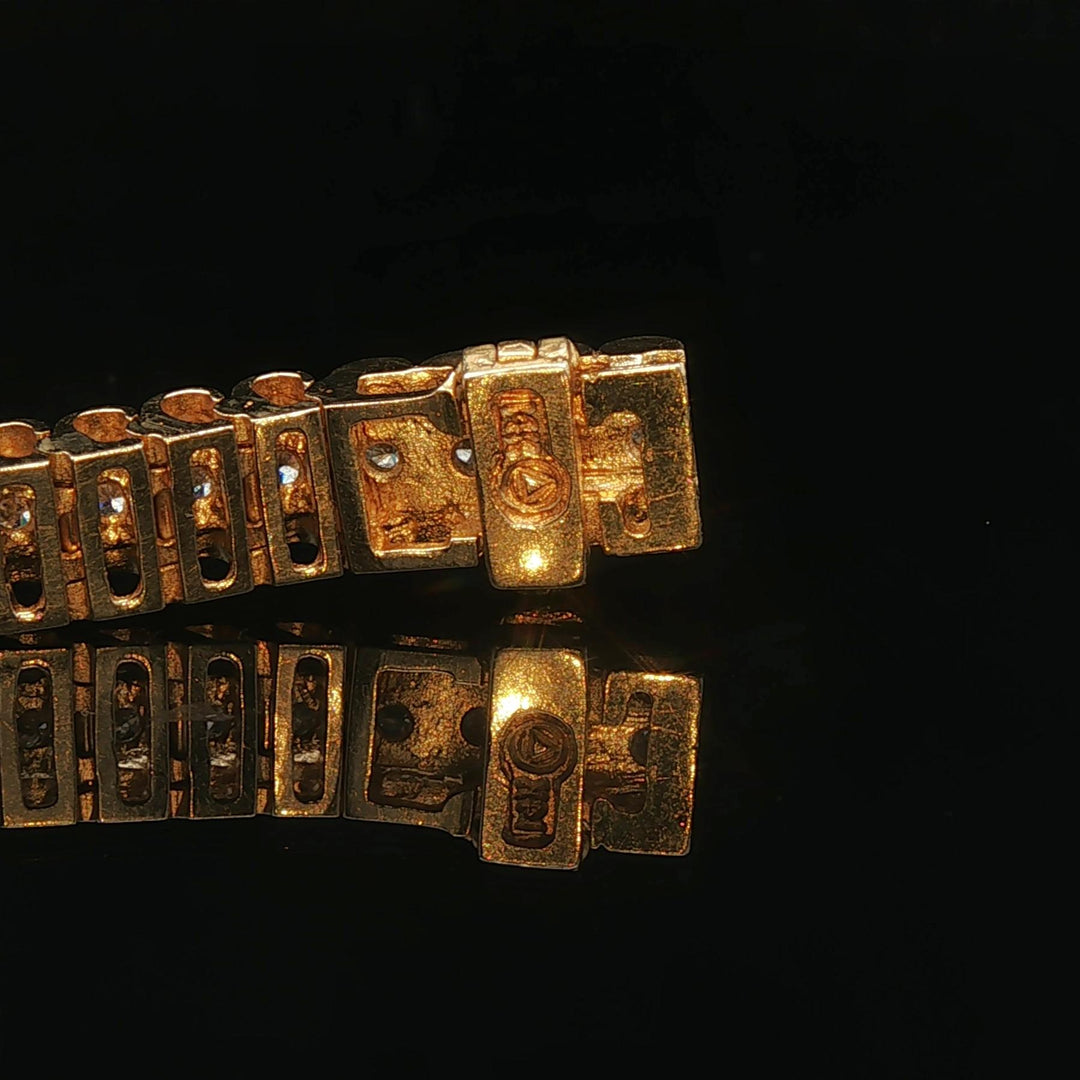 14k Yellow Gold and 2cttw Solid Heavy 25.6g Fancy Link Bracelet 7.25"