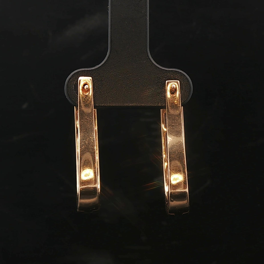14k Yellow Gold and 1cttw Princess Cut Diamond Hoop Earrings 1"