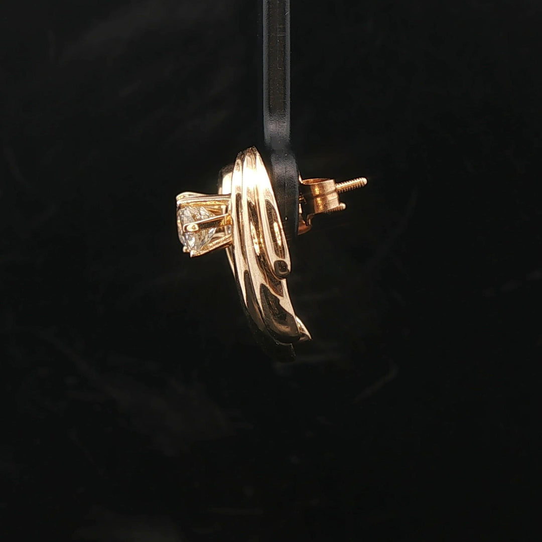 14k Yellow Gold and 0.75cttw Diamond Stud Earrings in Swirl Jacket