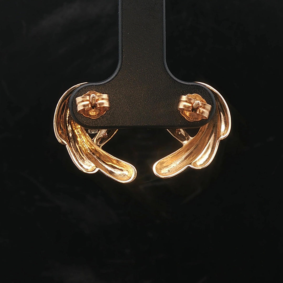14k Yellow Gold and 0.75cttw Diamond Stud Earrings in Swirl Jacket