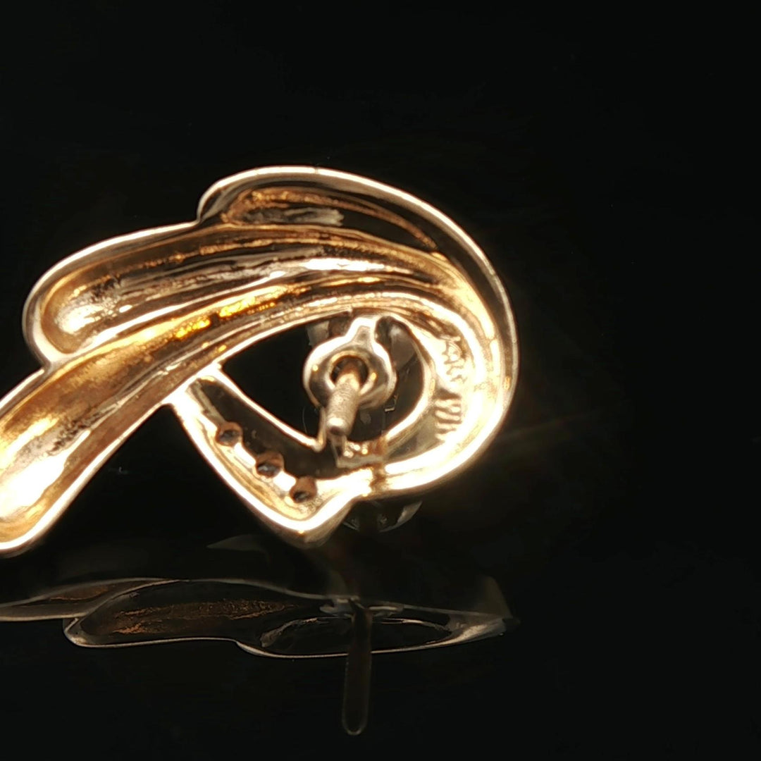 14k Yellow Gold and 0.75cttw Diamond Stud Earrings in Swirl Jacket