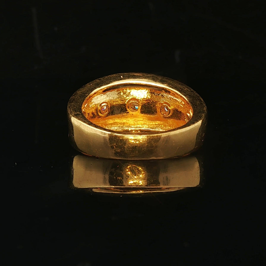 24k Pure Yellow Gold and Diamond 10.6g Solid Brushed Textured Ring Size 5.75
