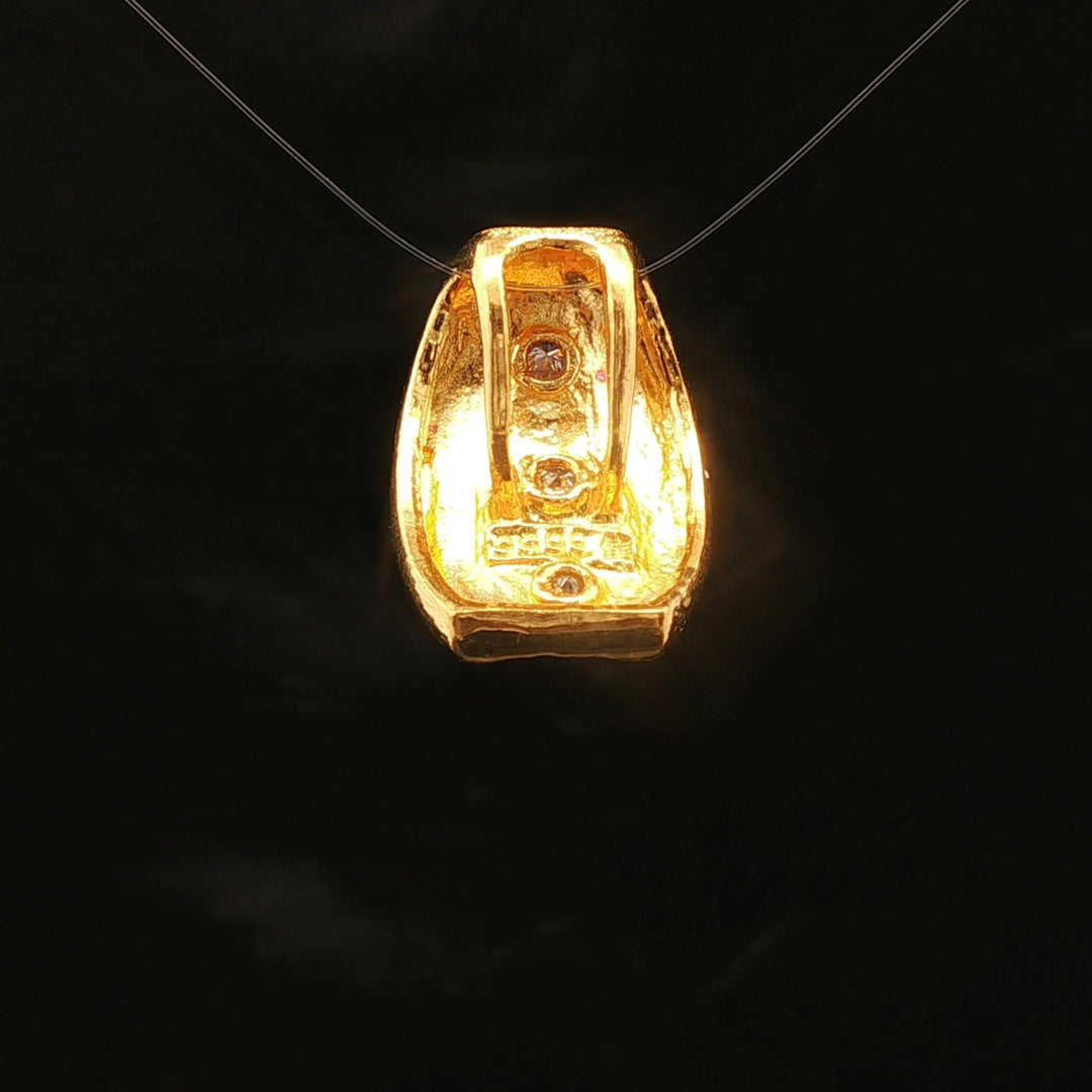 24k Pure Yellow Gold and Diamond 3.7g Solid Brushed Textured Slide Pendant
