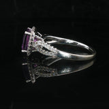 14k White Gold Amethyst and 0.38cttw Diamond Halo Ring Size 7.75