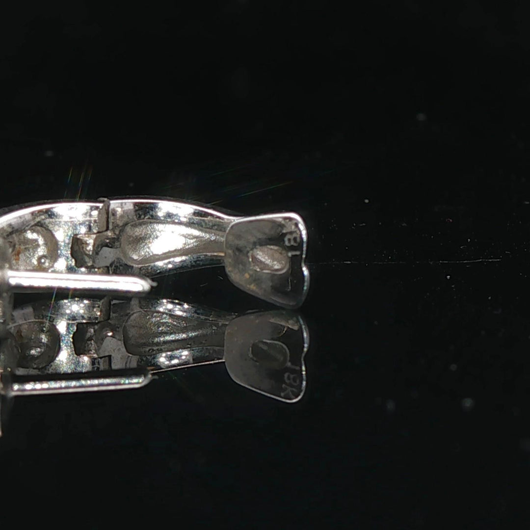 18k White Gold and Diamond Small Sold Crossover Huggie Earrings 0.50"