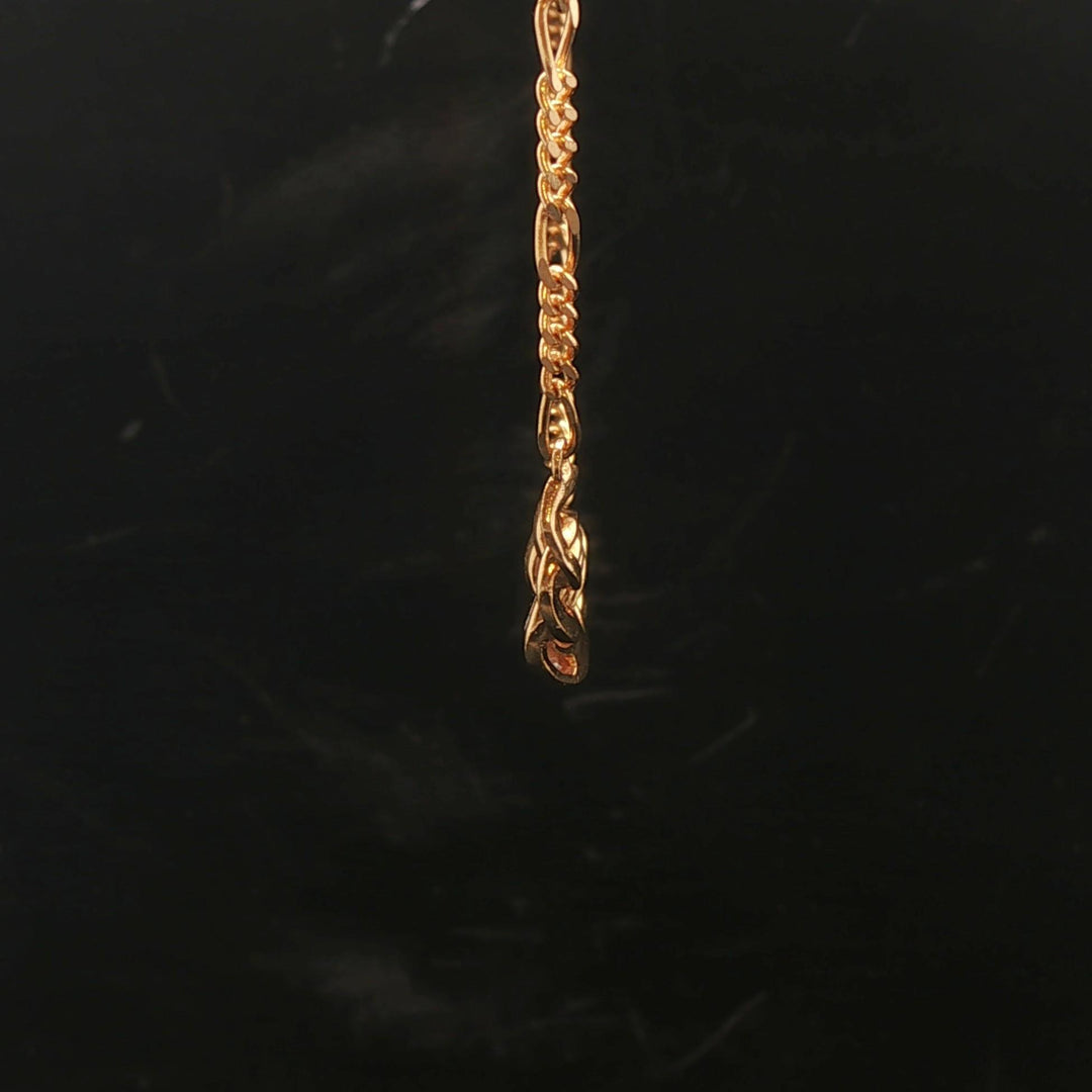 18k Yellow Gold and Diamond Figaro Chain and Curb Link Pendant Necklace 16"