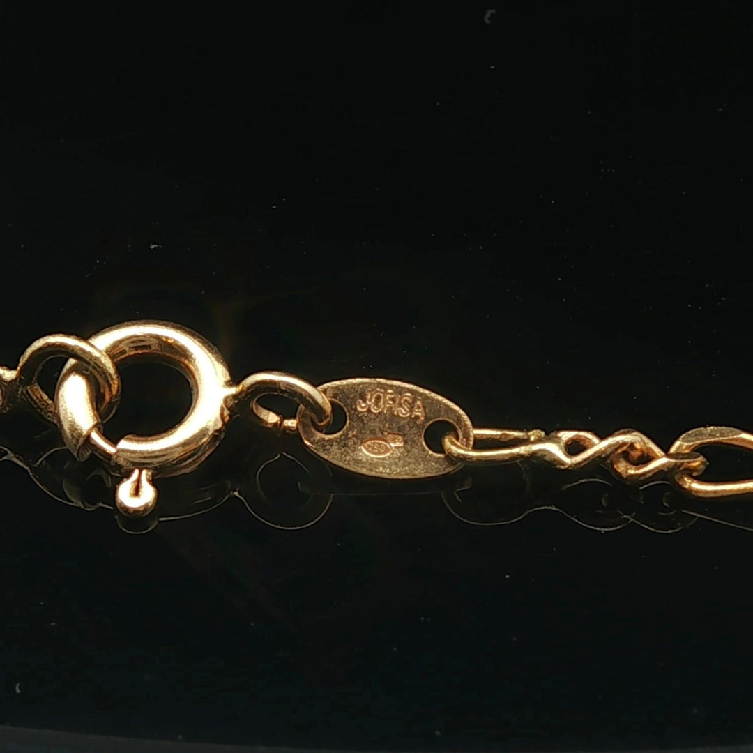 18k Yellow Gold and Diamond Figaro Chain and Curb Link Pendant Necklace 16"