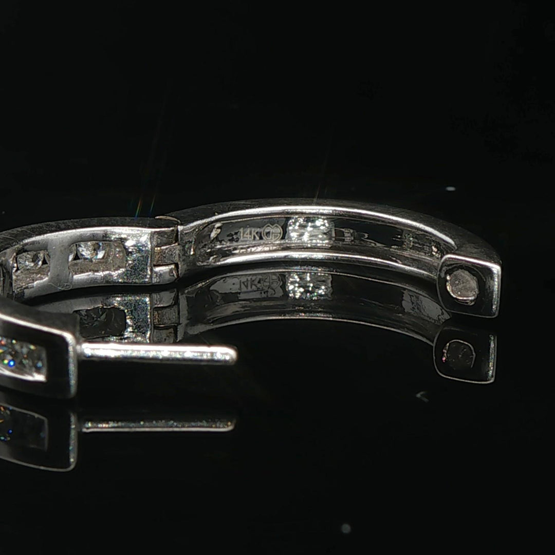 14k White Gold and 0.30cttw Diamond Hoop Huggie Earrings