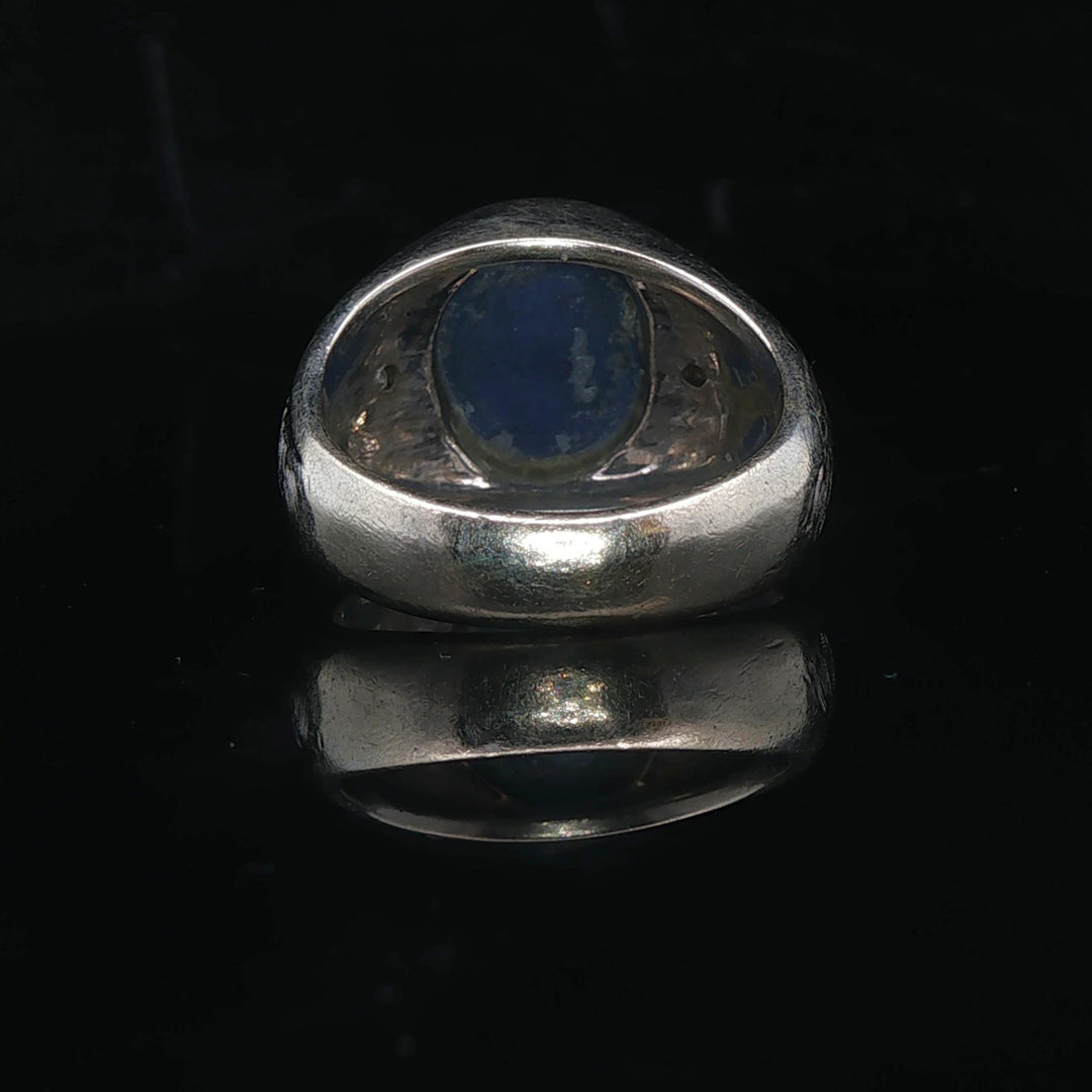 14k White Gold Blue Star Sapphire and Diamond Ring Size 6.5