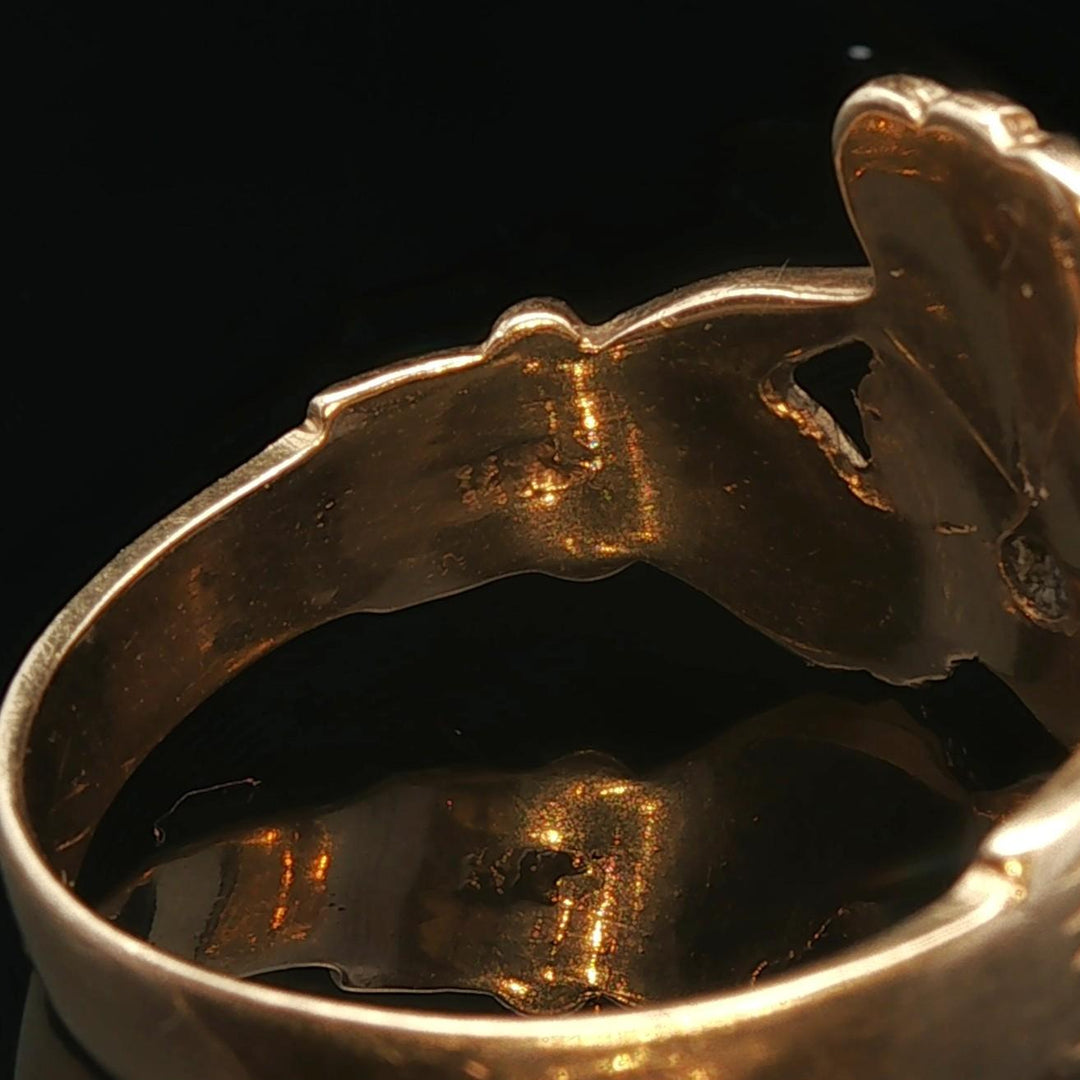 14k Yellow Gold and 0.07ct Diamond Solid Claddagh Ring Size 10