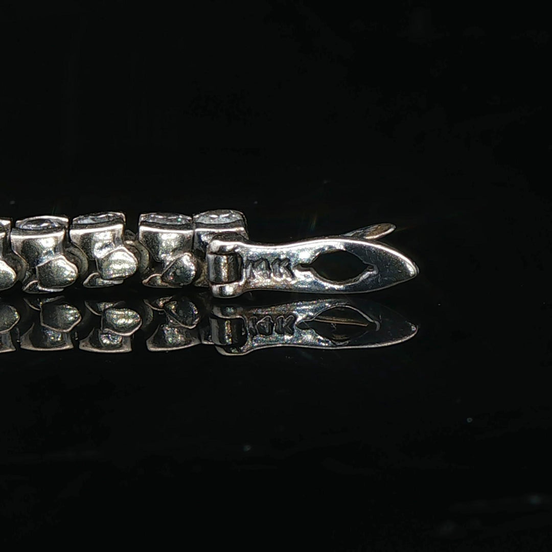 14k White Gold and 3cttw Diamond Half Bezel Set Heavy Vintage Tennis Bracelet 7"