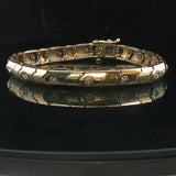 14k Yellow and White Gold 1cttw Diamond Scalloped Bar Link Bracelet 6.75"