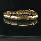 14k Yellow and White Gold 1cttw Diamond Scalloped Bar Link Bracelet 6.75"