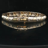 14k Yellow and White Gold 1cttw Diamond Scalloped Bar Link Bracelet 6.75"