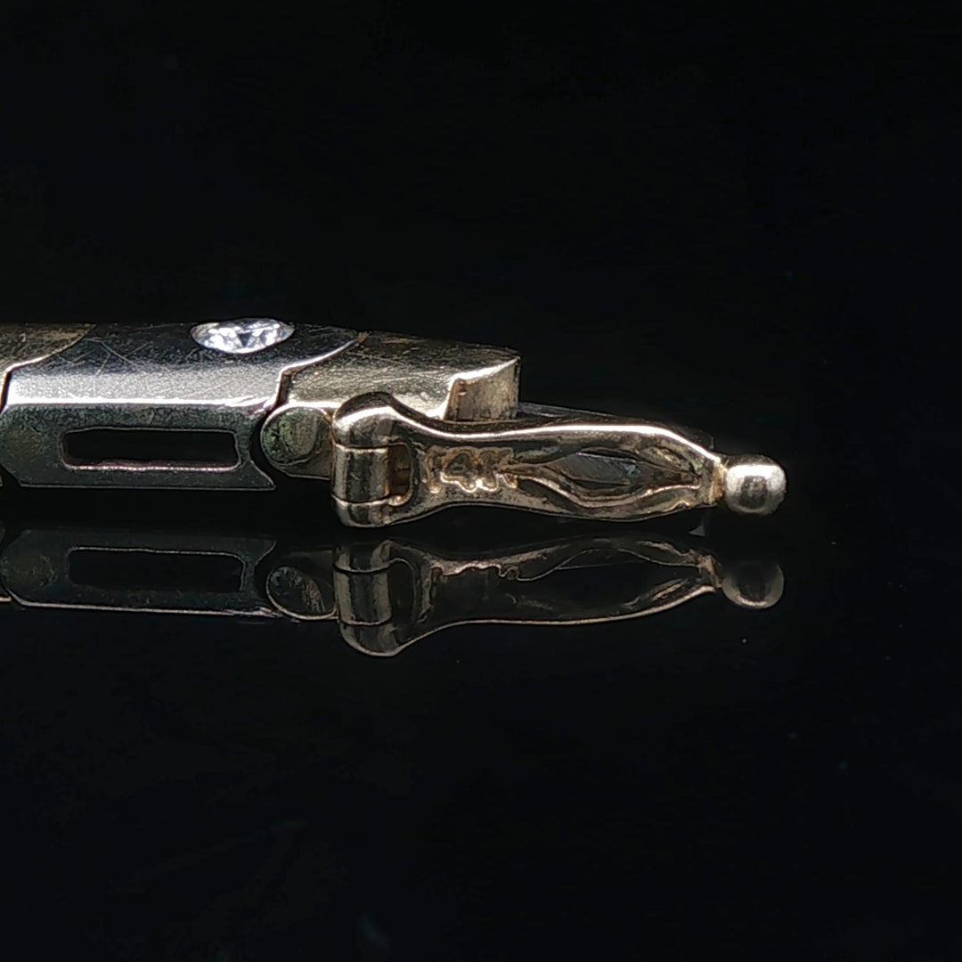 14k Yellow and White Gold 1cttw Diamond Scalloped Bar Link Bracelet 6.75"