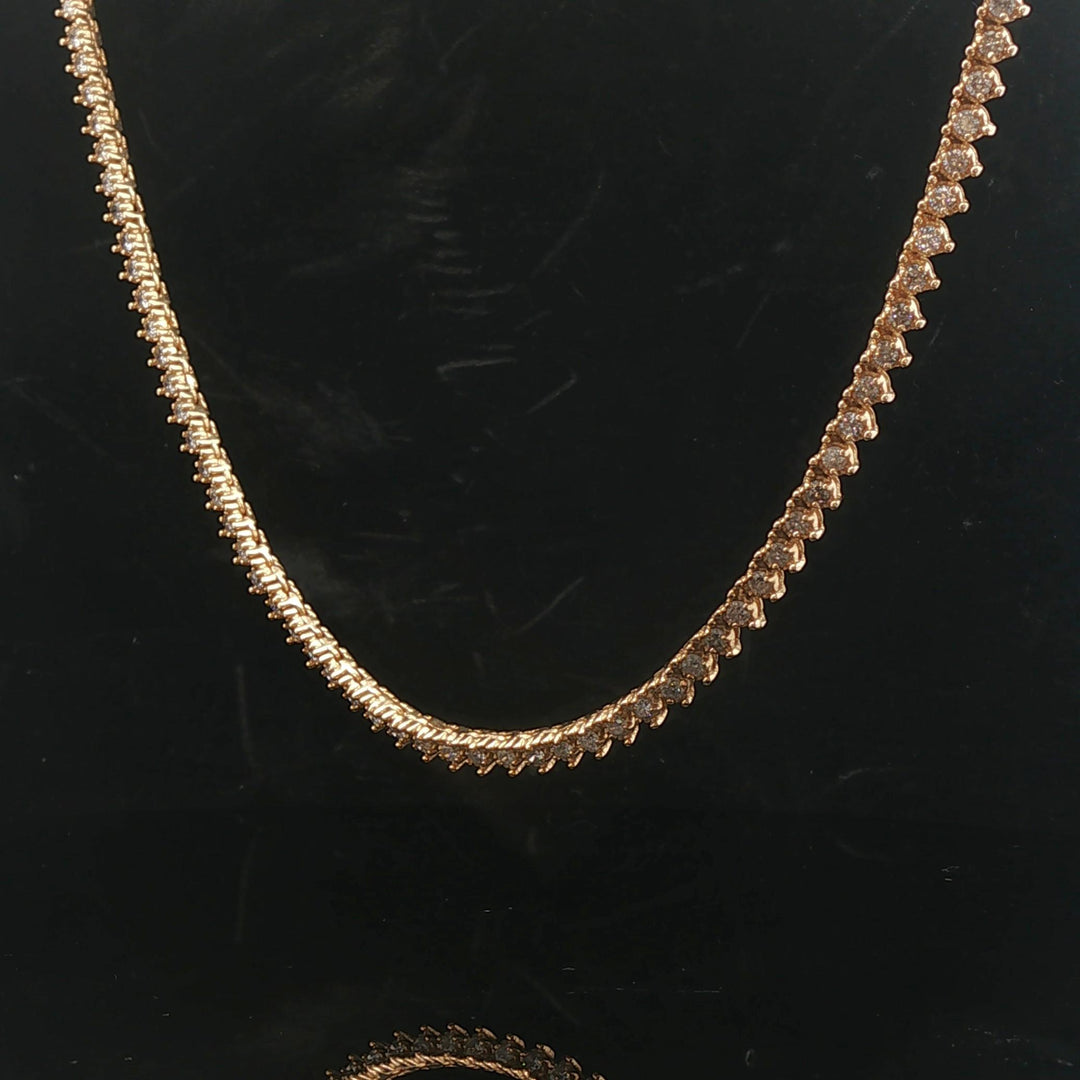 14k Yellow Gold and 8cttw Diamond 27g Tennis Necklace 18.5"