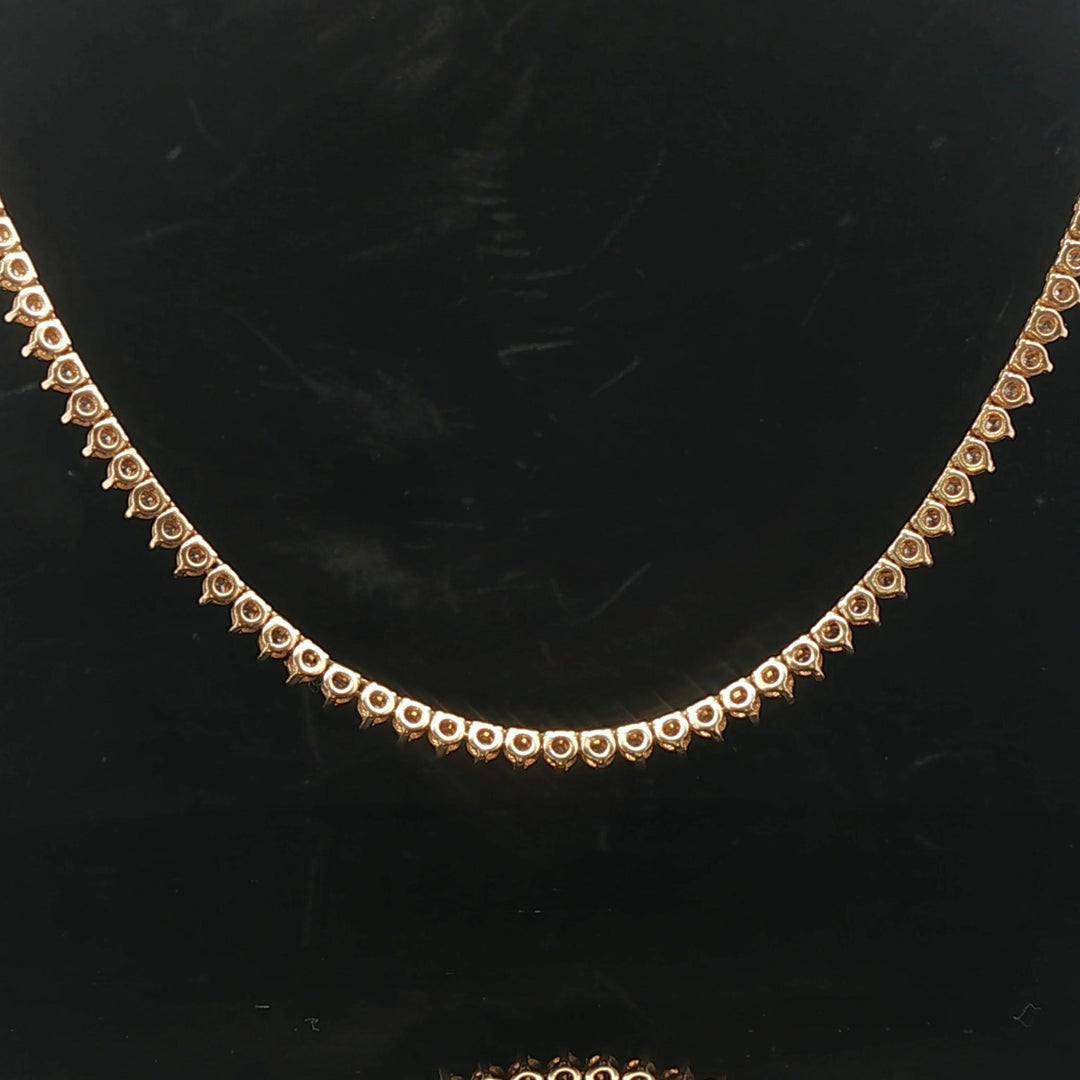 14k Yellow Gold and 8cttw Diamond 27g Tennis Necklace 18.5"