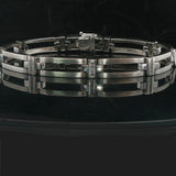 14k White Gold and 0.50cttw Diamond 22g Men's Bar Link Bracelet 8.5"