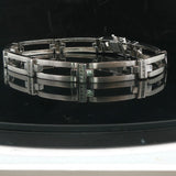 14k White Gold and 0.50cttw Diamond 22g Men's Bar Link Bracelet 8.5"