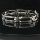 14k White Gold and 0.50cttw Diamond 22g Men's Bar Link Bracelet 8.5"