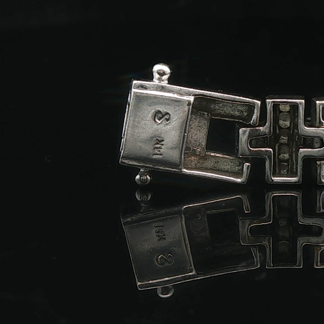 14k White Gold and 0.50cttw Diamond 22g Men's Bar Link Bracelet 8.5"