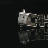 14k White Gold and 0.50cttw Diamond 22g Men's Bar Link Bracelet 8.5"