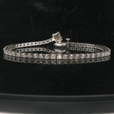 14k White Gold and 3cttw Diamond Heart Charm Tennis Bracelet 7"