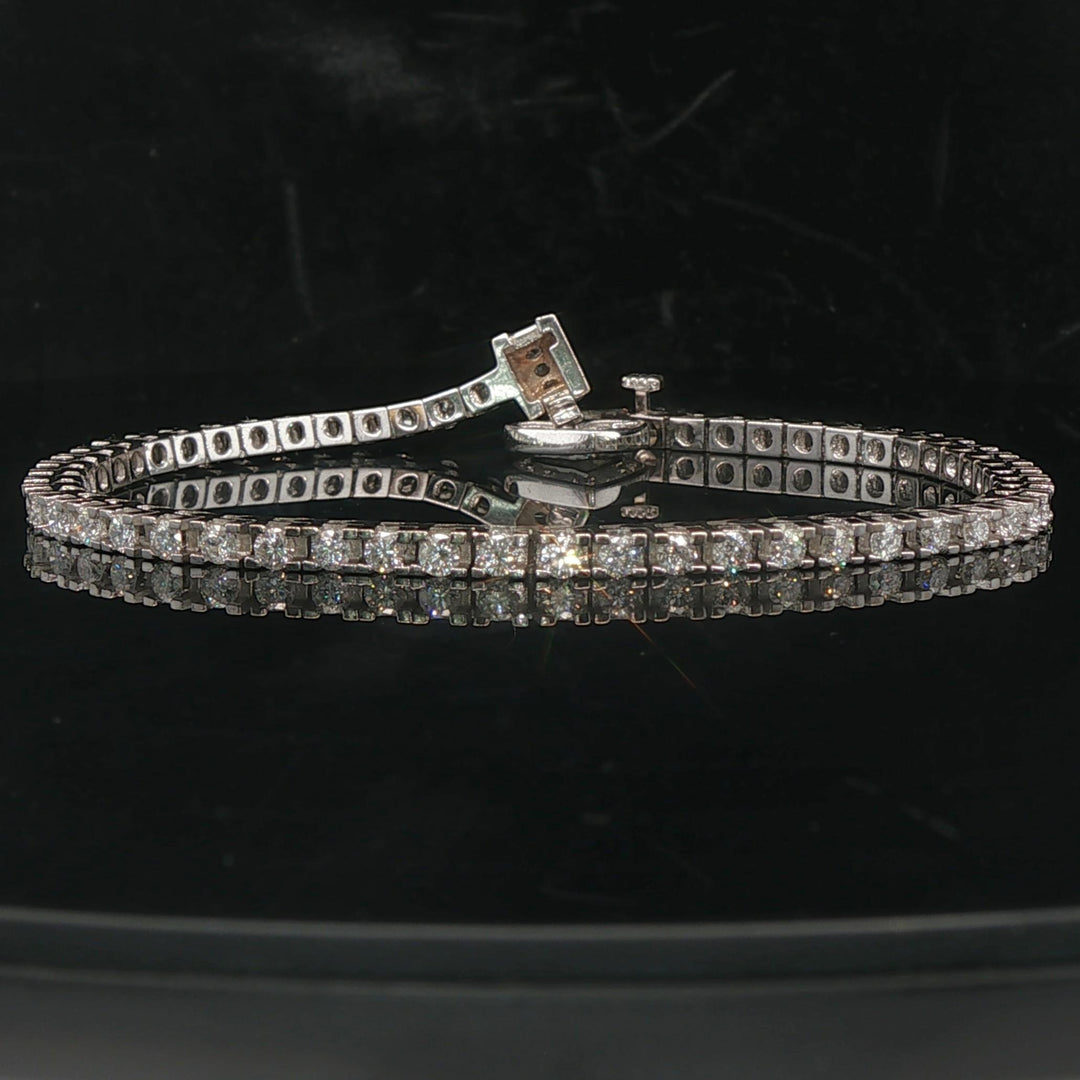 14k White Gold and 3cttw Diamond Heart Charm Tennis Bracelet 7"