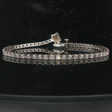 14k White Gold and 3cttw Diamond Heart Charm Tennis Bracelet 7"