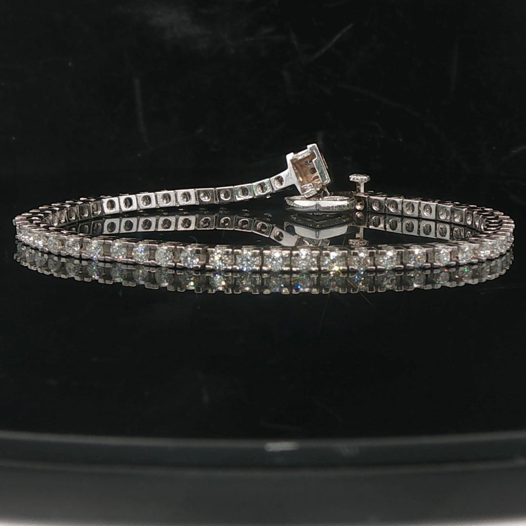 14k White Gold and 3cttw Diamond Heart Charm Tennis Bracelet 7"