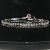 14k White Gold and 3cttw Diamond Heart Charm Tennis Bracelet 7"