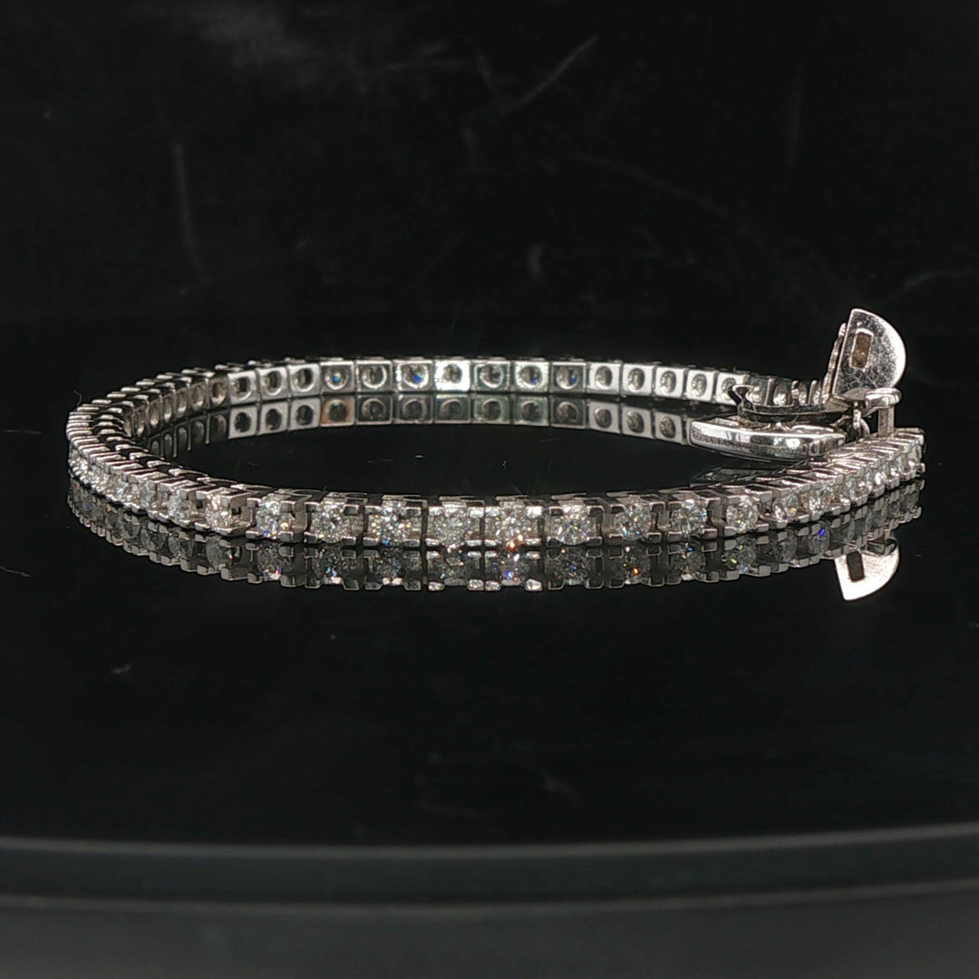 14k White Gold and 3cttw Diamond Heart Charm Tennis Bracelet 7"